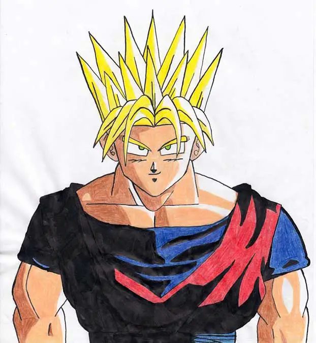 Gohan drawing colored pencils