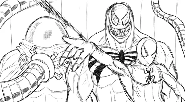 Spider-Man, Venom, Mysterio drawing