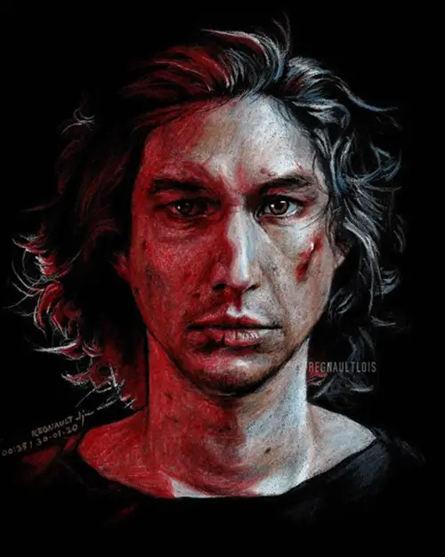 Kylo Ren drawing on black paper by Regnault Lois