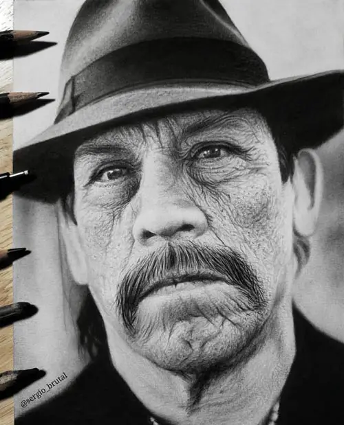 realistic drawing of danny trejo