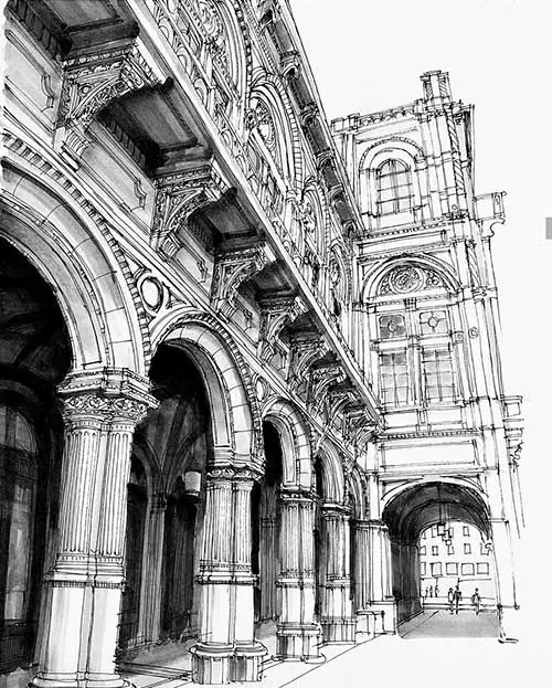 drawing of the vienna opera house