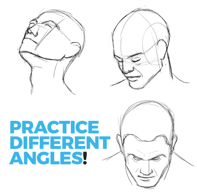 practice drawing the head from different angles