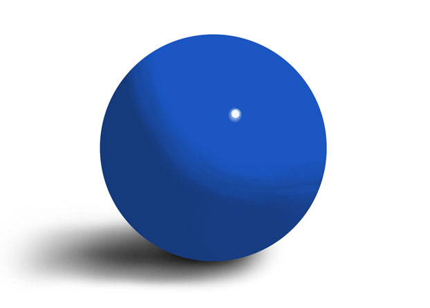 a painted blue plastic sphere with a small highlight