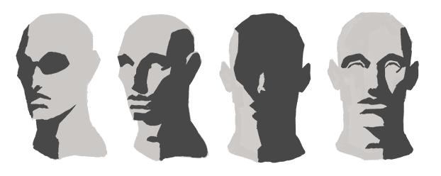 asaro heads painted with 2 values