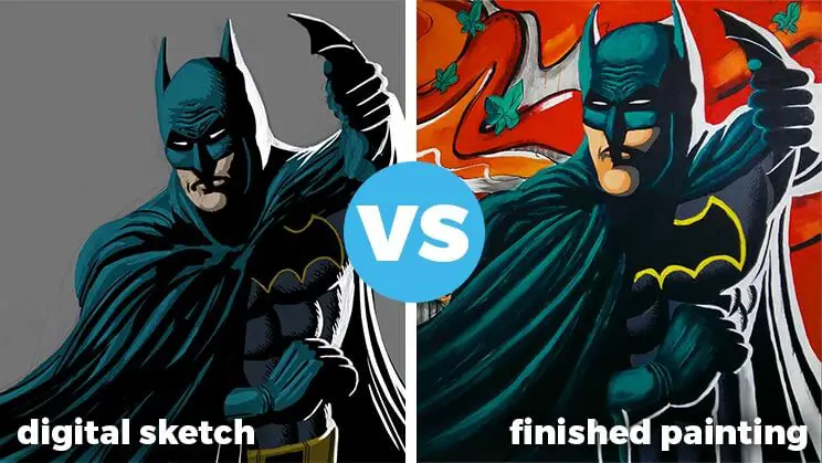 batman sketch vs finished art