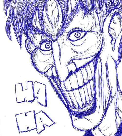pen sketch of the Joker