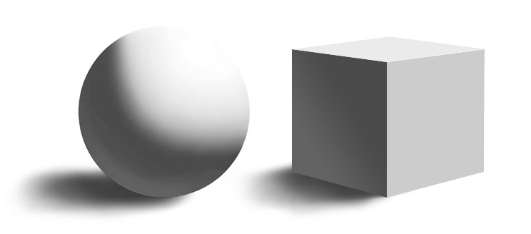 drawing shadows on a sphere and a box