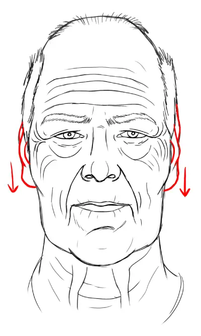 drawing bigger ears, old people