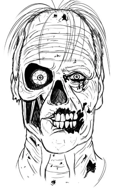 drawing of an undead zombie