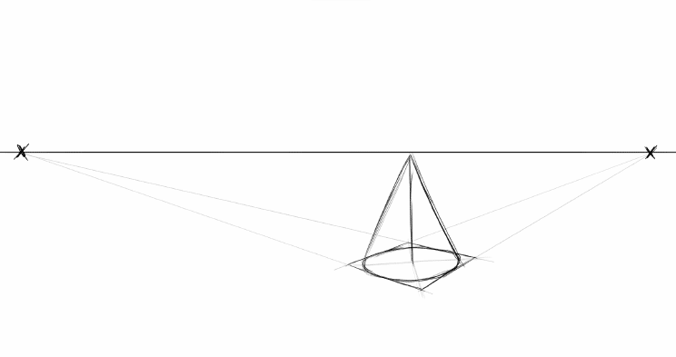 cone in 2-point perspective - step 5