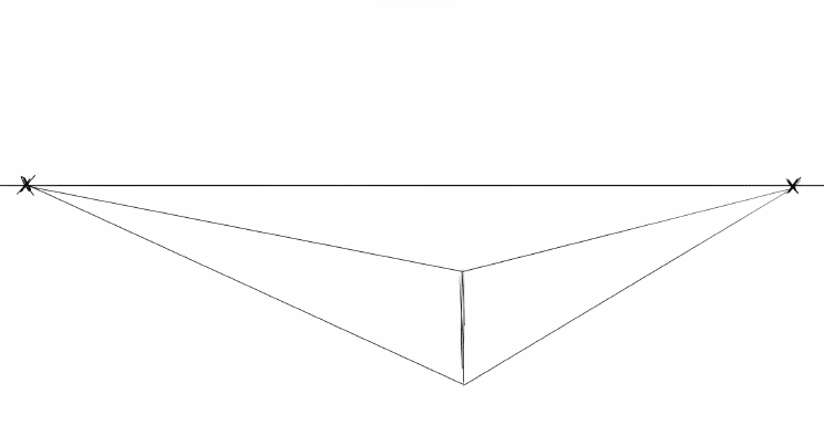 cube in 2-point perspective - step 2