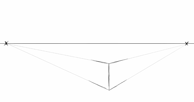 cube in 2-point perspective - step 3