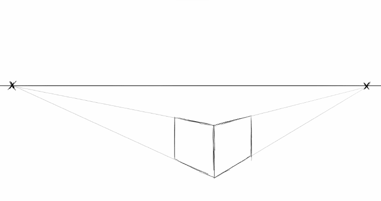 cube in 2-point perspective - step 4