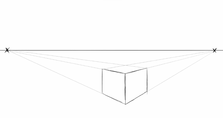 cube in 2-point perspective - step 5