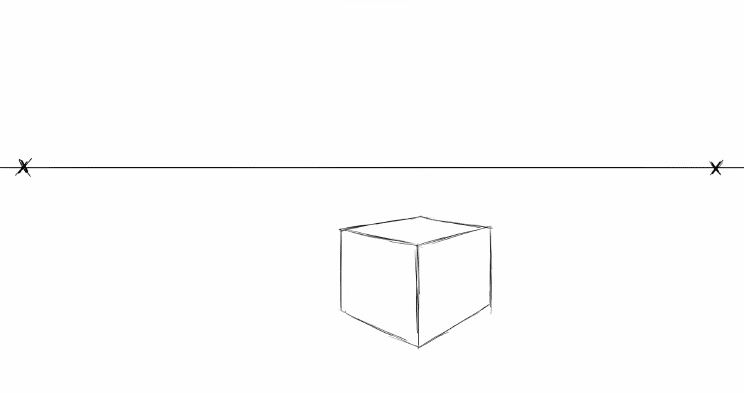 cube in 2-point perspective - step 6