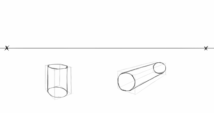 cylinder in 2-point perspective - step 3