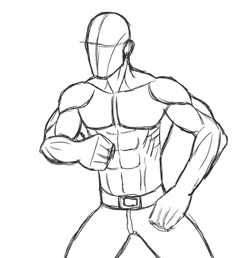 drawing of a man with muscles