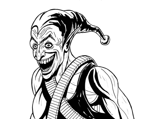 ink drawing of a goblin villain