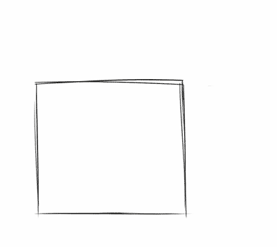 cube drawing - step 1