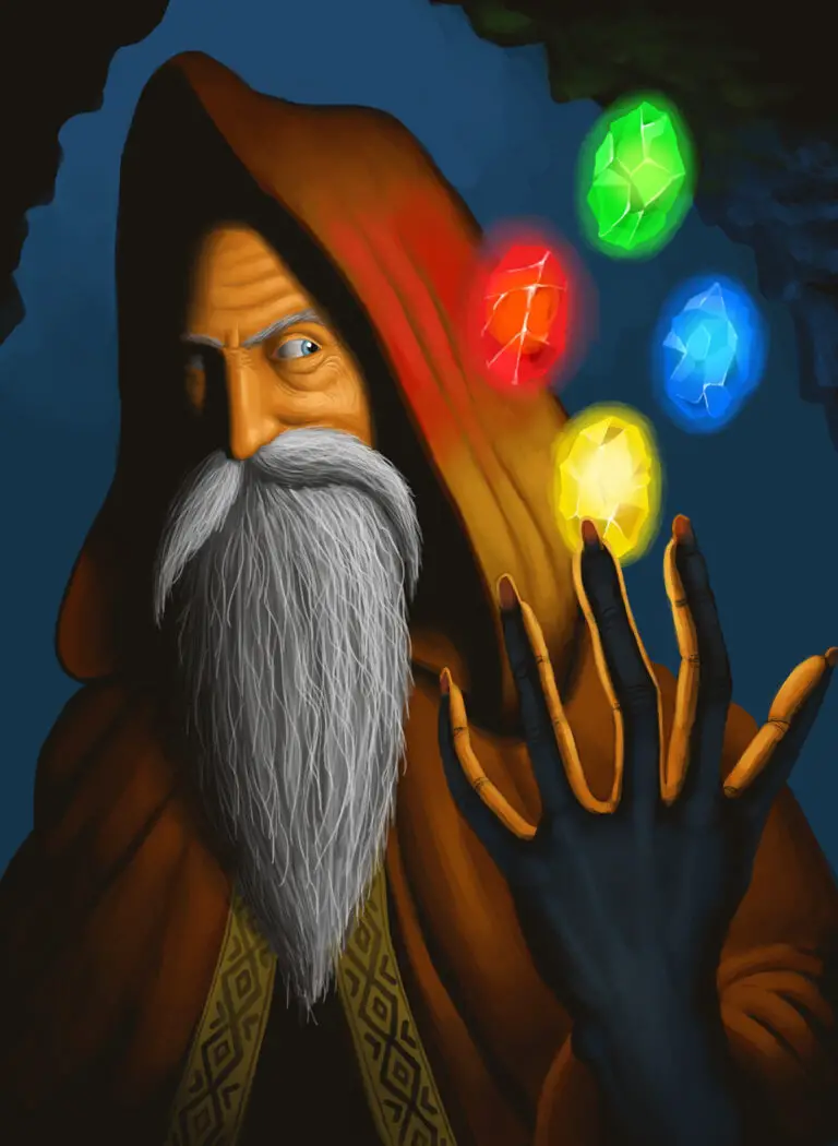 Digital Painting of a Mage with Magic Jewels