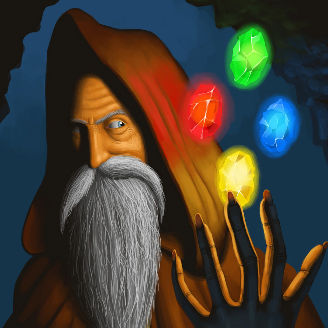 Digital Painting of a Mage with Magic Jewels