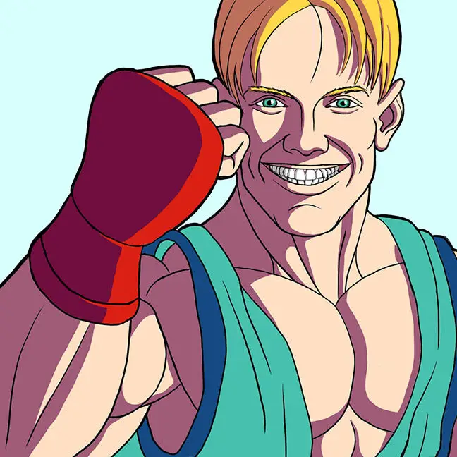 Digital Painting of a blond fighter, inspired by Street Fighter